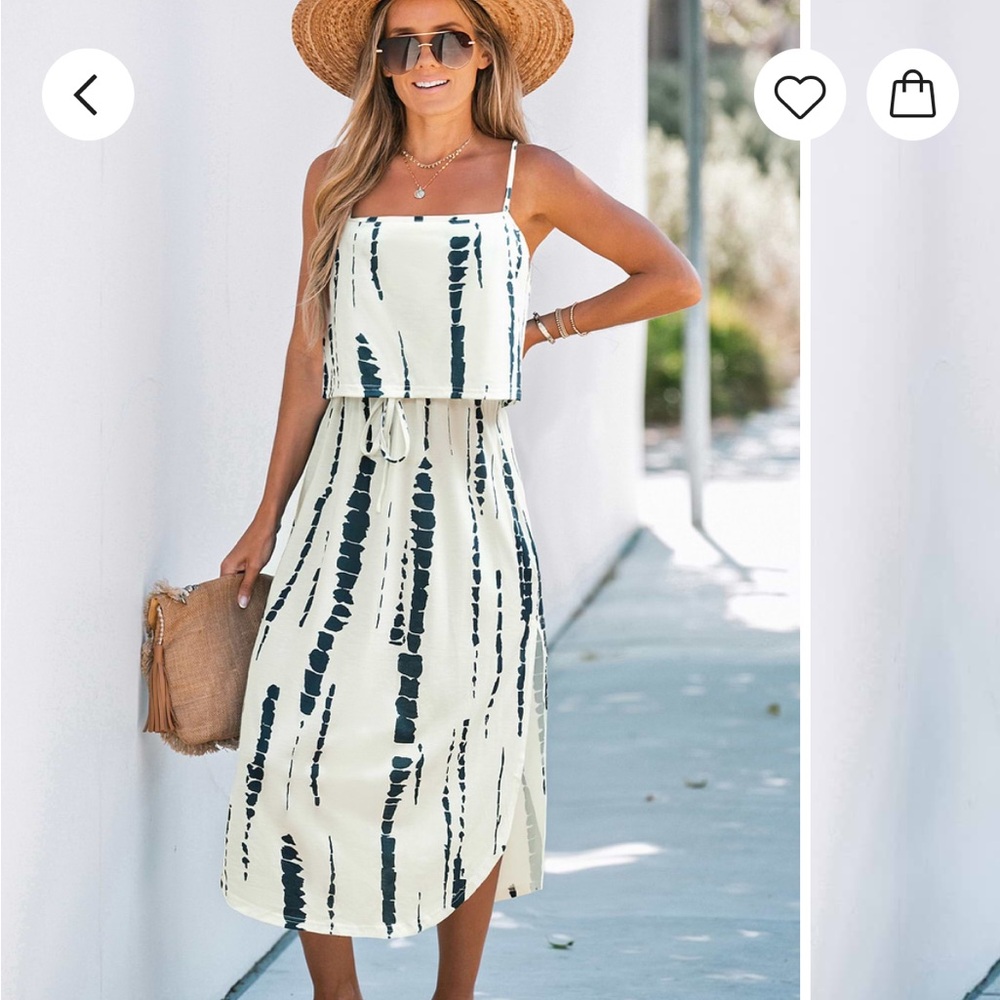 Cupshe blue and White Tie-Dye Midi Dress